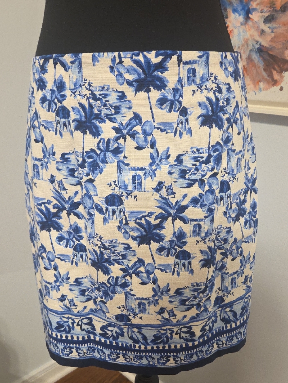 LOFT Blue & White Floral Print Skirt | Impeccable Condition |